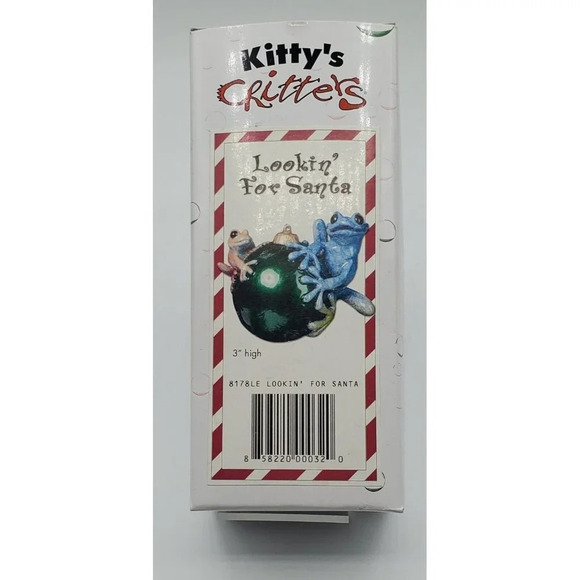 2003 Kitty's Critters Frog Ornaments Colorful Looking For Santa 3" Holiday w/Box - Picture 8 of 9